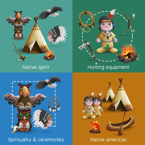  Native American Design  Icons Set vector