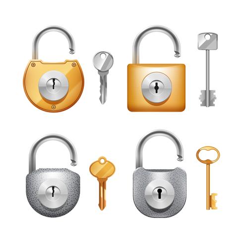 Padlocks And Keys Realistic Set vector