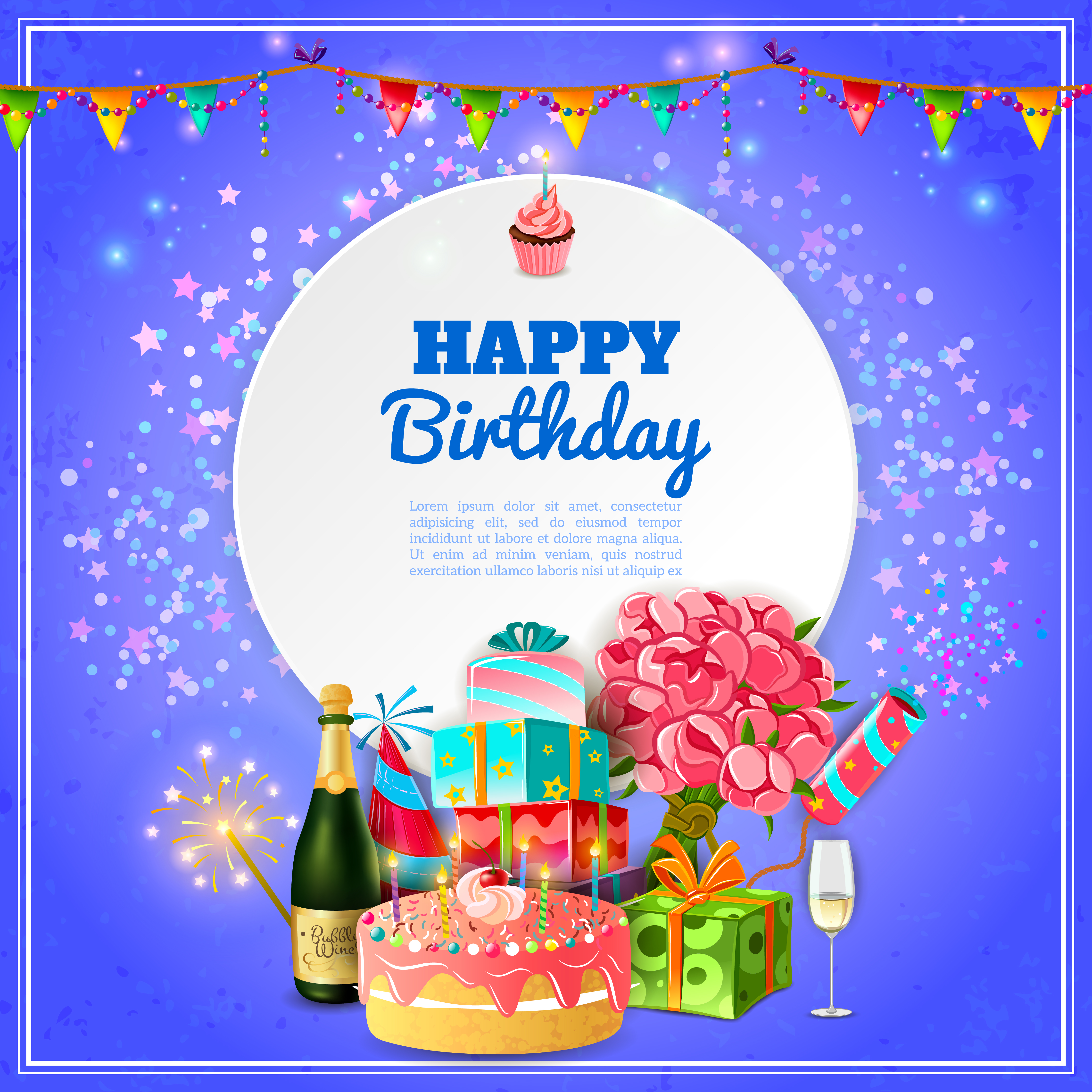 Happy birthday party background poster 467411 Vector Art at Vecteezy