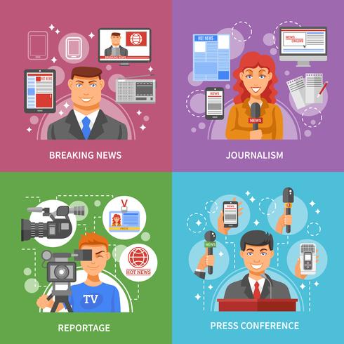 Press Concept Icons Set vector