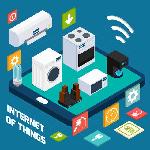 Iot concise household isometric concept icon vector