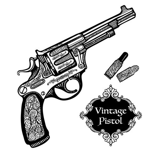 Hand Drawn Retro Pistols vector