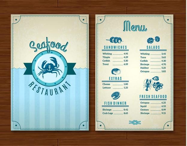 Seafood Menu Template vector