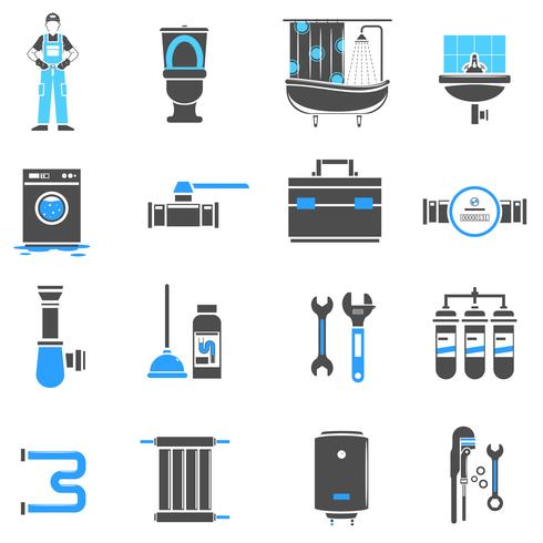 Plumbing Icons Set vector