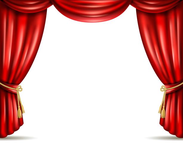 Theater curtain open flat banner illustration vector