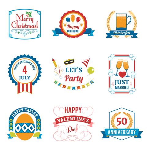 Conjunto de emblemas de celebración de vacaciones vector