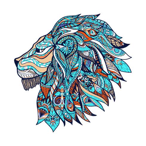 Ilustración coloreada león vector