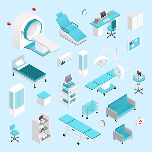 Hospital isometric set vector