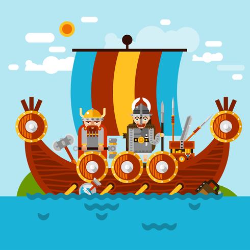 Viking Boat Background  vector