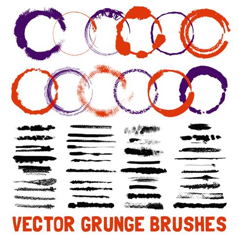 Inked Circle Brush Styles Set  vector