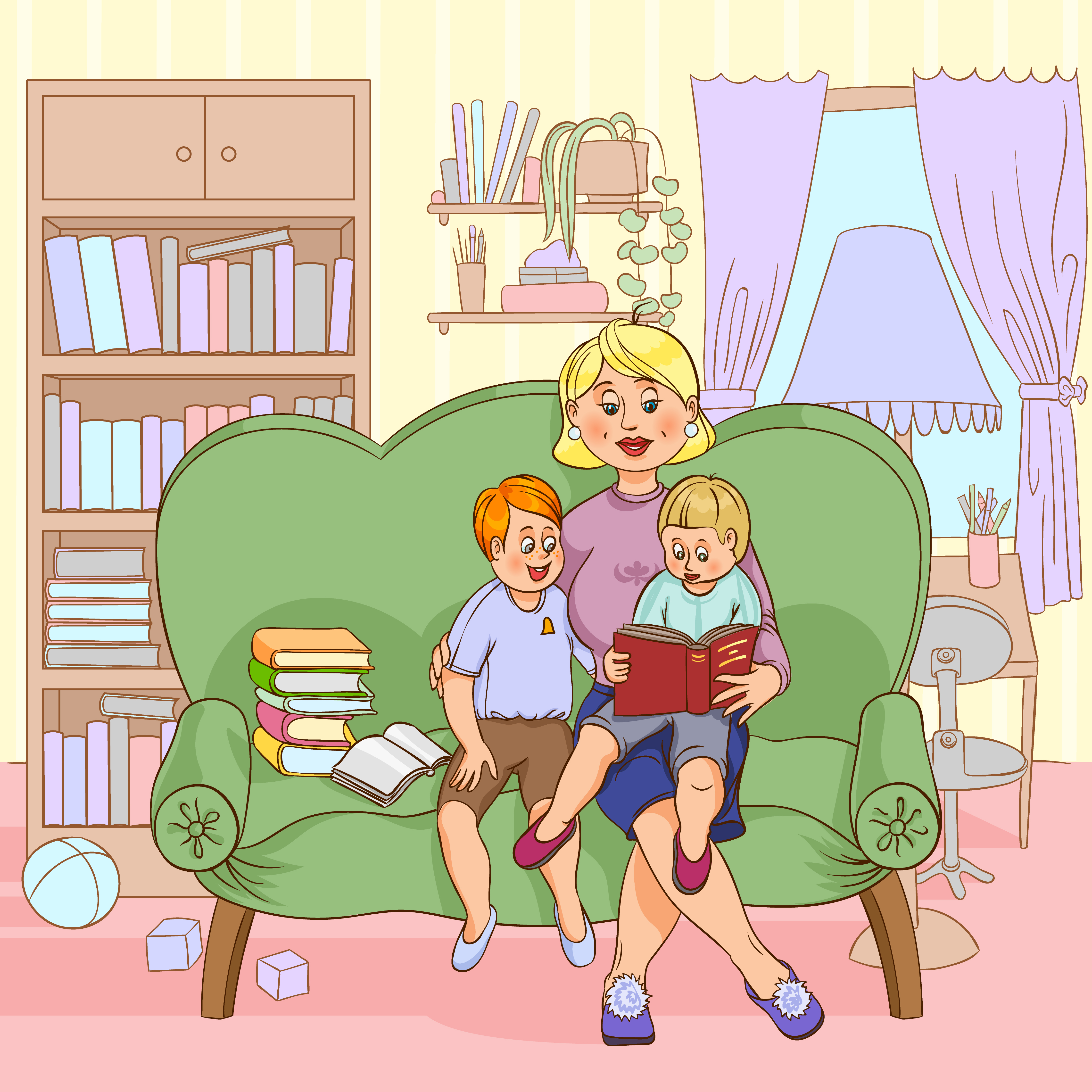 Рисунок чтение в семье
