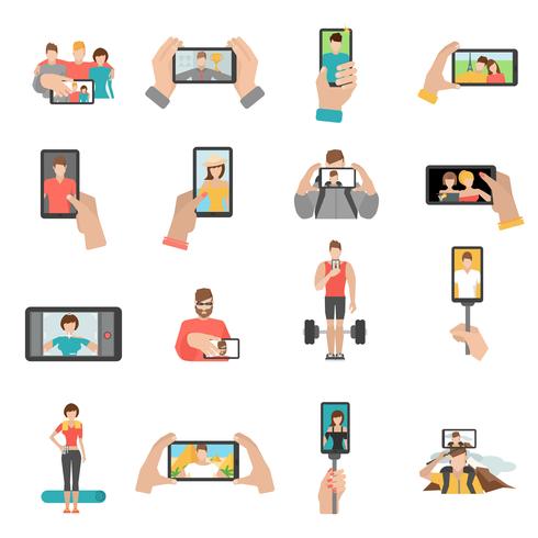 Selfie Icons Set vector