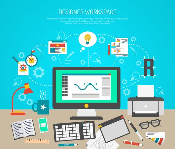 Concepto de espacio de trabajo de diseñador vector