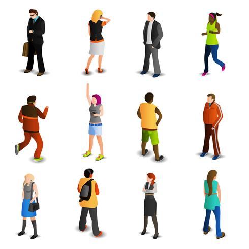 People Isometric Icons Set vector