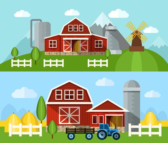 Banner plano de granja vector