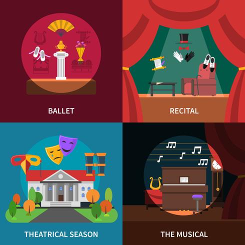 Theatre Concept Icons Set  vector