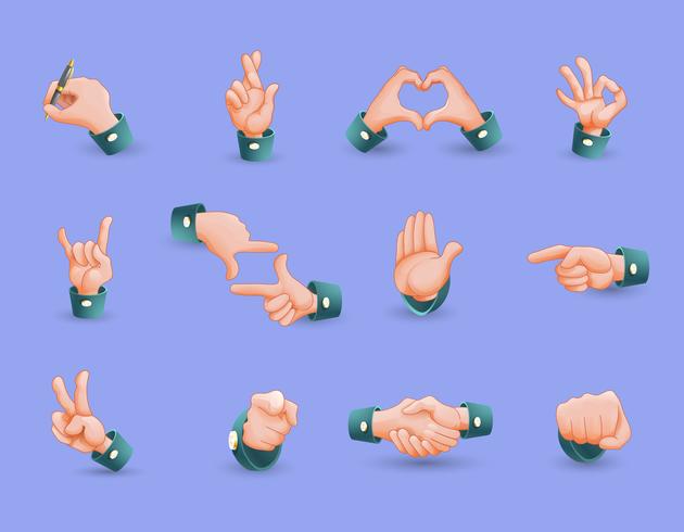 Conjunto de iconos de gestos con las manos vector