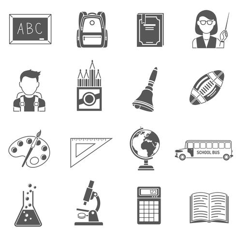 Conjunto de iconos de educación negro vector