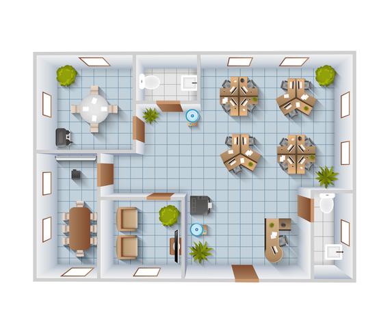 Office Interior Top View vector