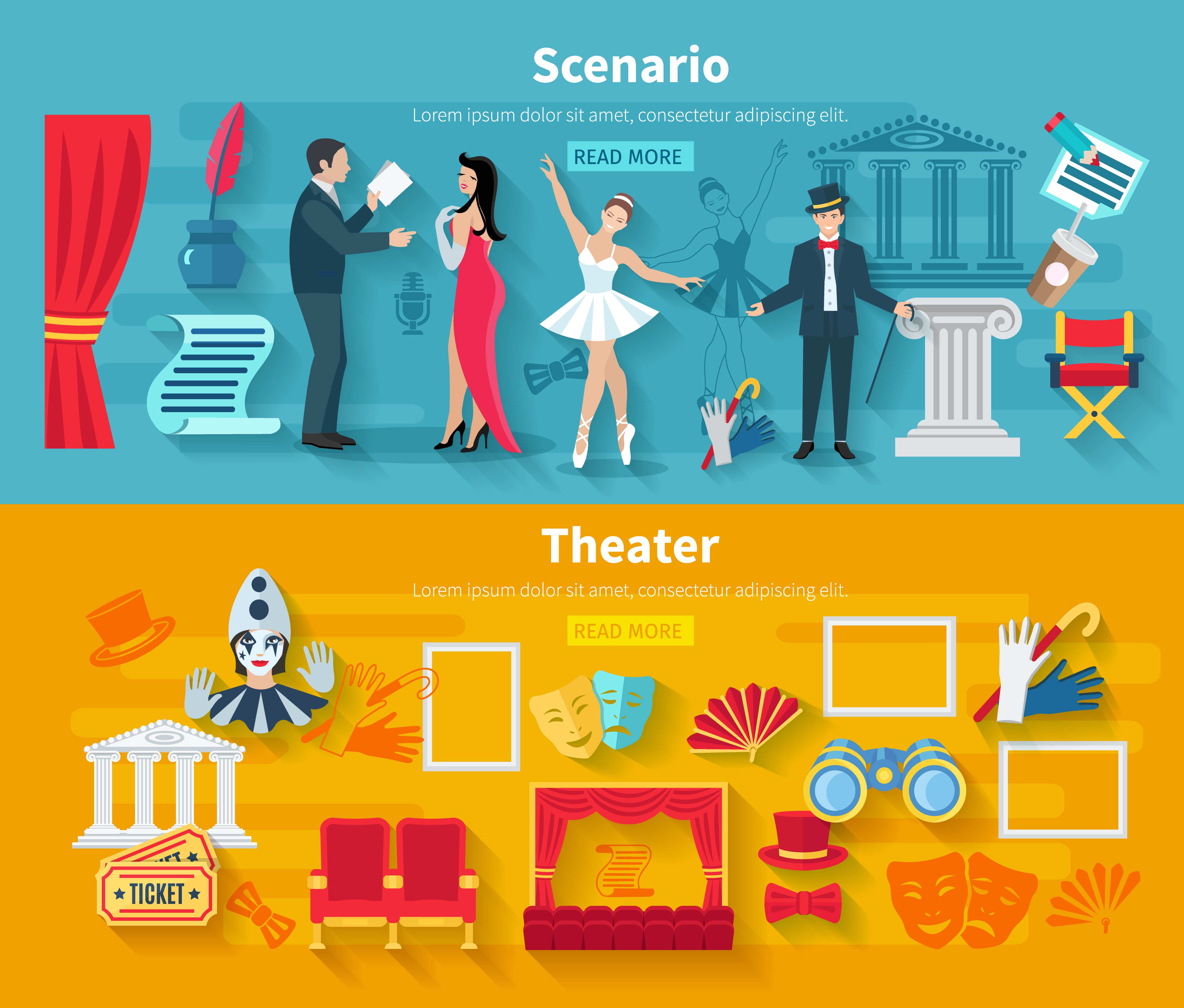 Theater Banner Set Download Free Vectors Clipart Graphics