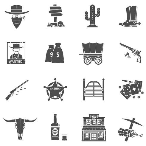 Conjunto de iconos de vaquero vector