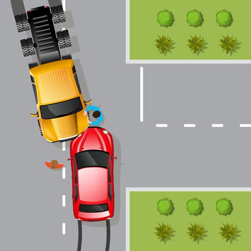 Ilustración de accidente de coche vector