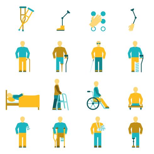 People With Disabilities Icons Set vector