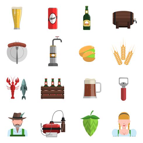 Beer Icons Flat Set vector