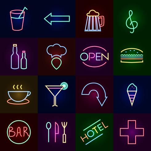 Neon Icons Set vector