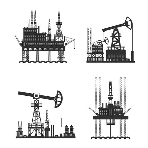 Oil Petroleum Platform Black And White vector