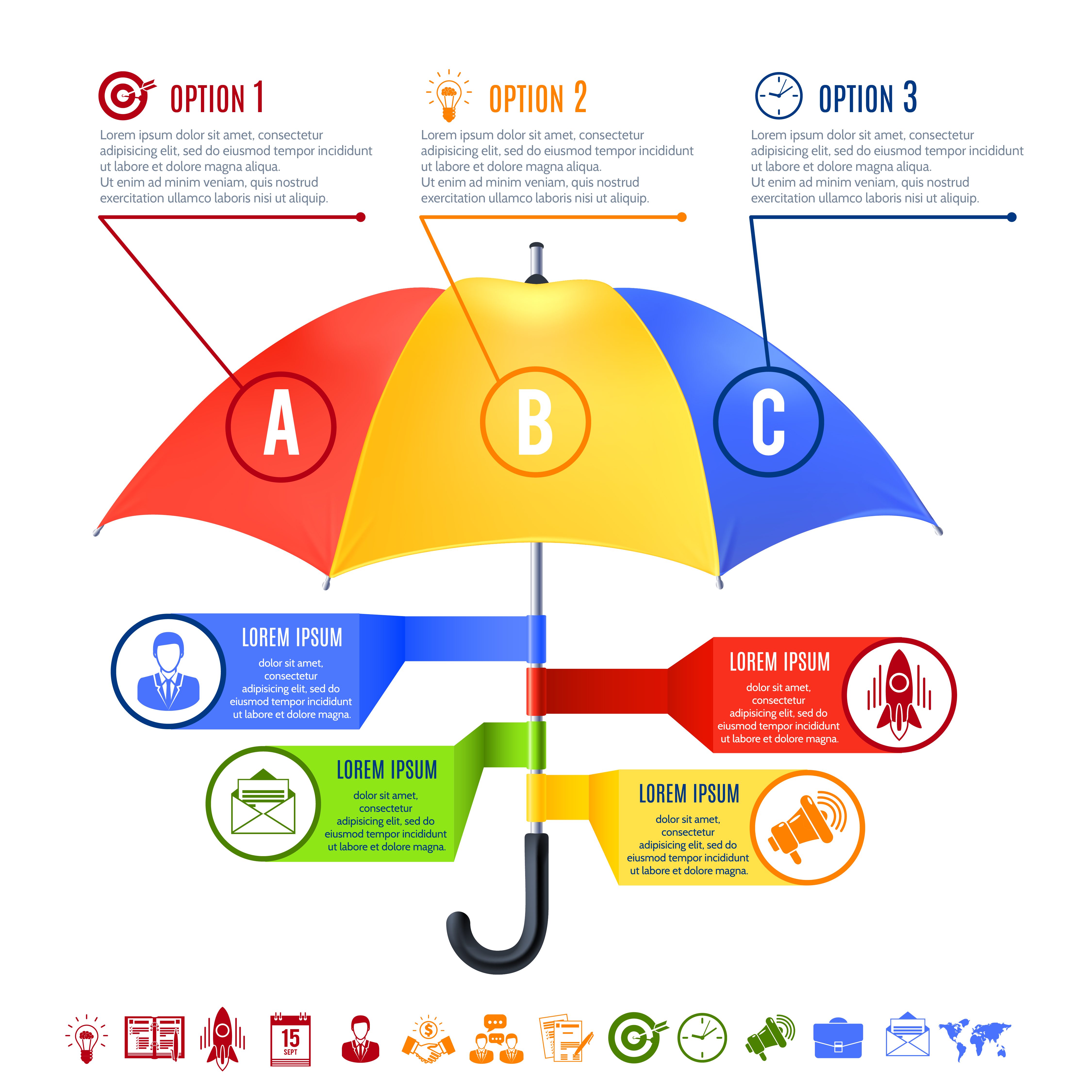 Umbrella Infographics Set 467714 Vector Art at Vecteezy