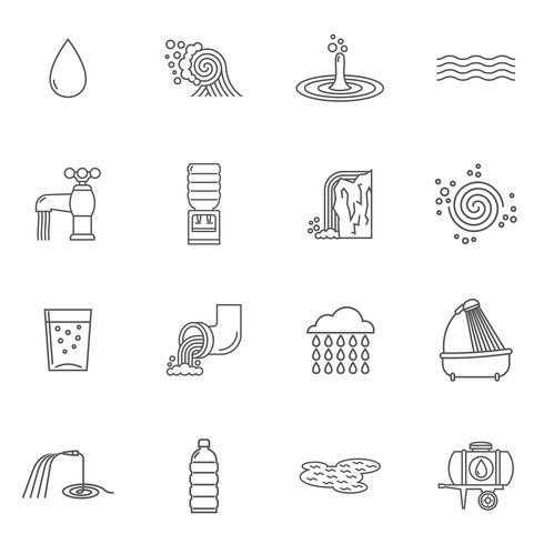 Línea de iconos de agua vector