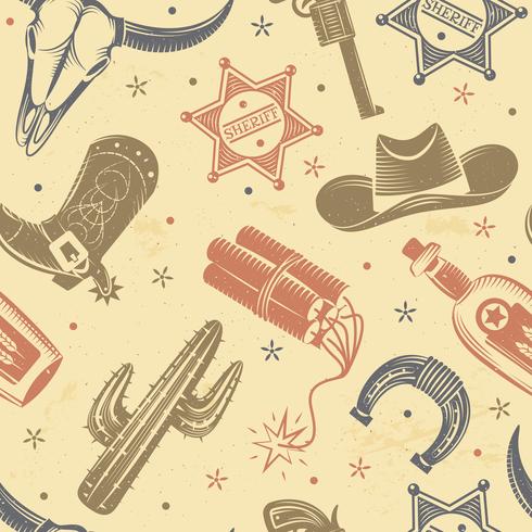  Cowboy Seamless Pattern  vector
