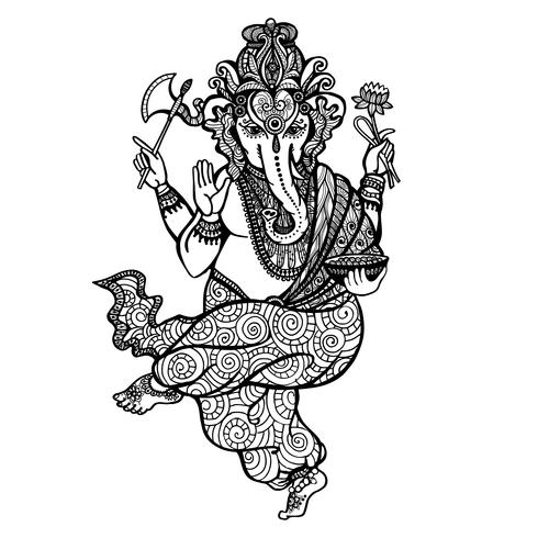 icono de ganesha bailando vector