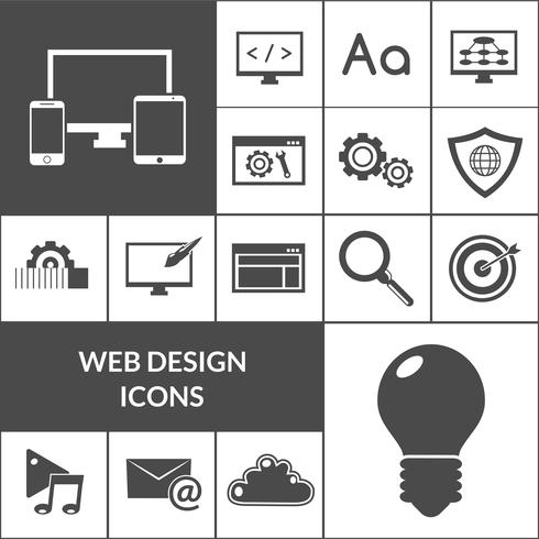 Conjunto de iconos de diseño web negro vector