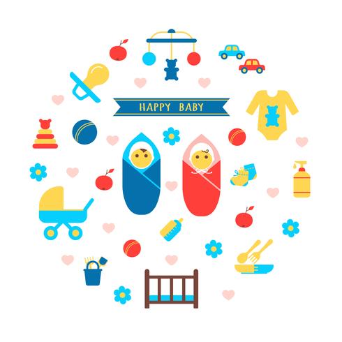 Boy And Girl Baby Set vector