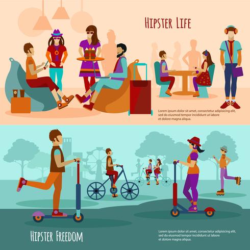 Hipster People Banner Set vector