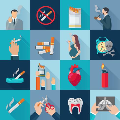 Smoking Flat Icons Set vector
