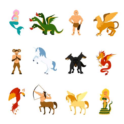 Mythical Creature Images Set vector