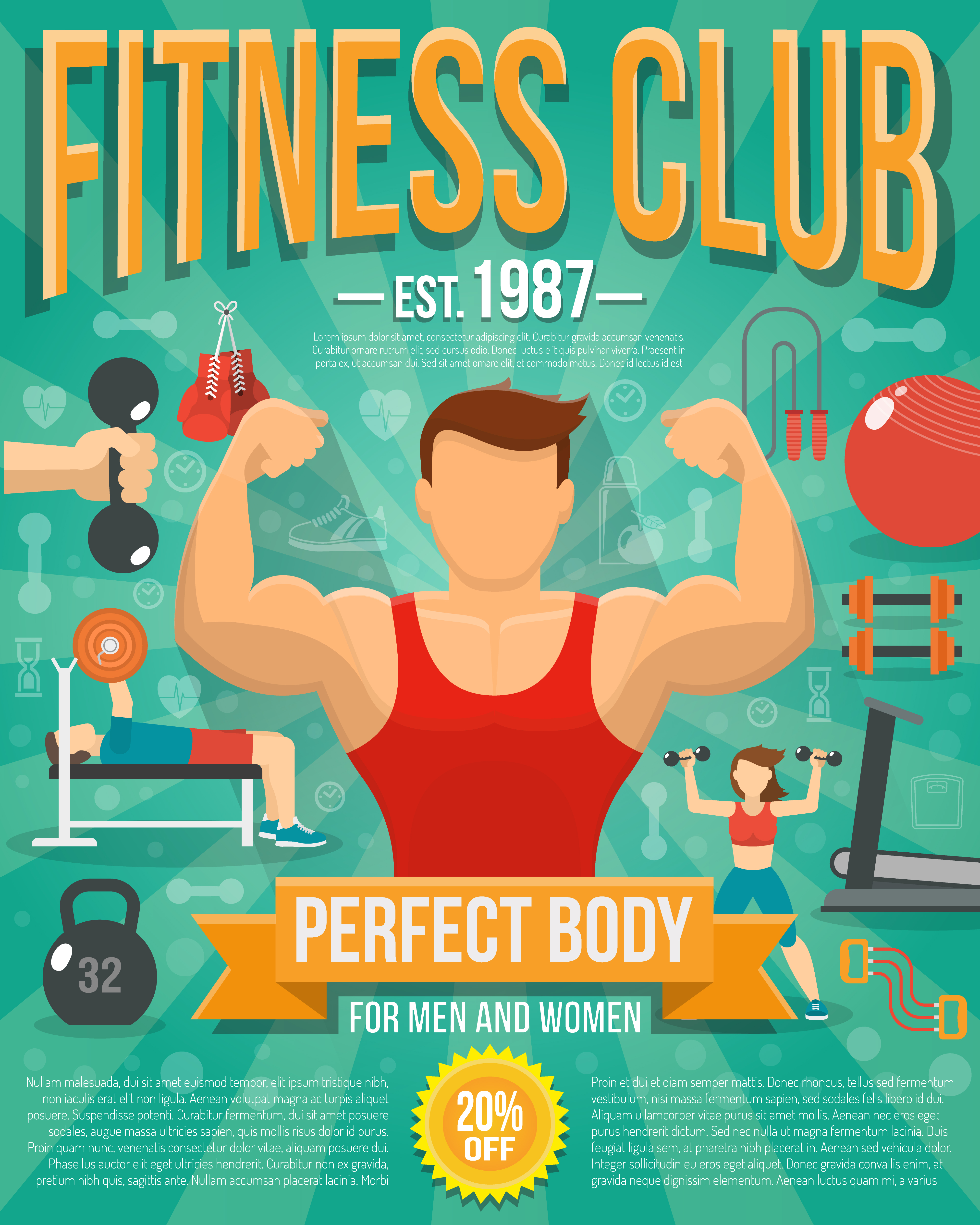 Fitness Poster Illustration 467840 Vector Art at Vecteezy