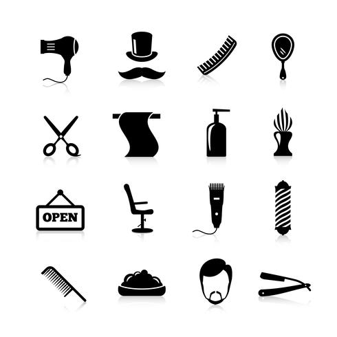 Barber Icons Black Set vector