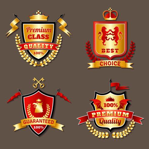 Heraldic Premium Realistic Emblems Set vector