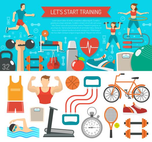 Banner de Fitness Horizontal vector