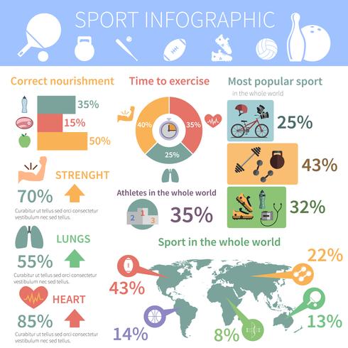 Informe de infografía del deporte popular imprimir vector