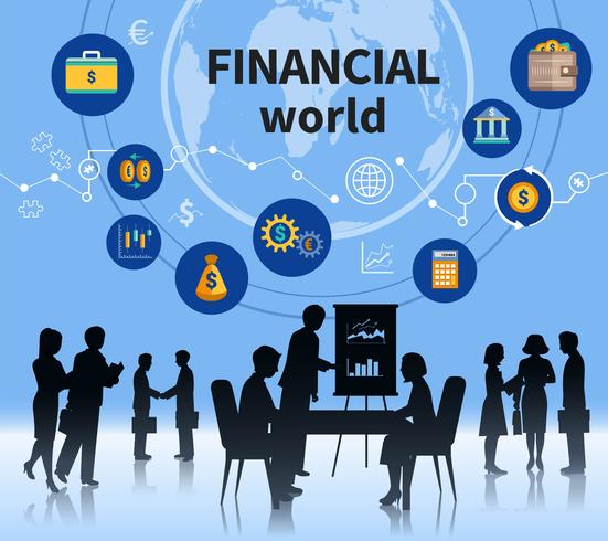 Financial business world concept composition banner vector