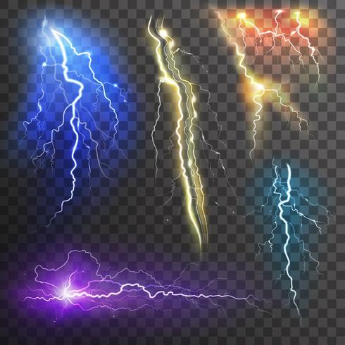 Lightning Transparent Set vector