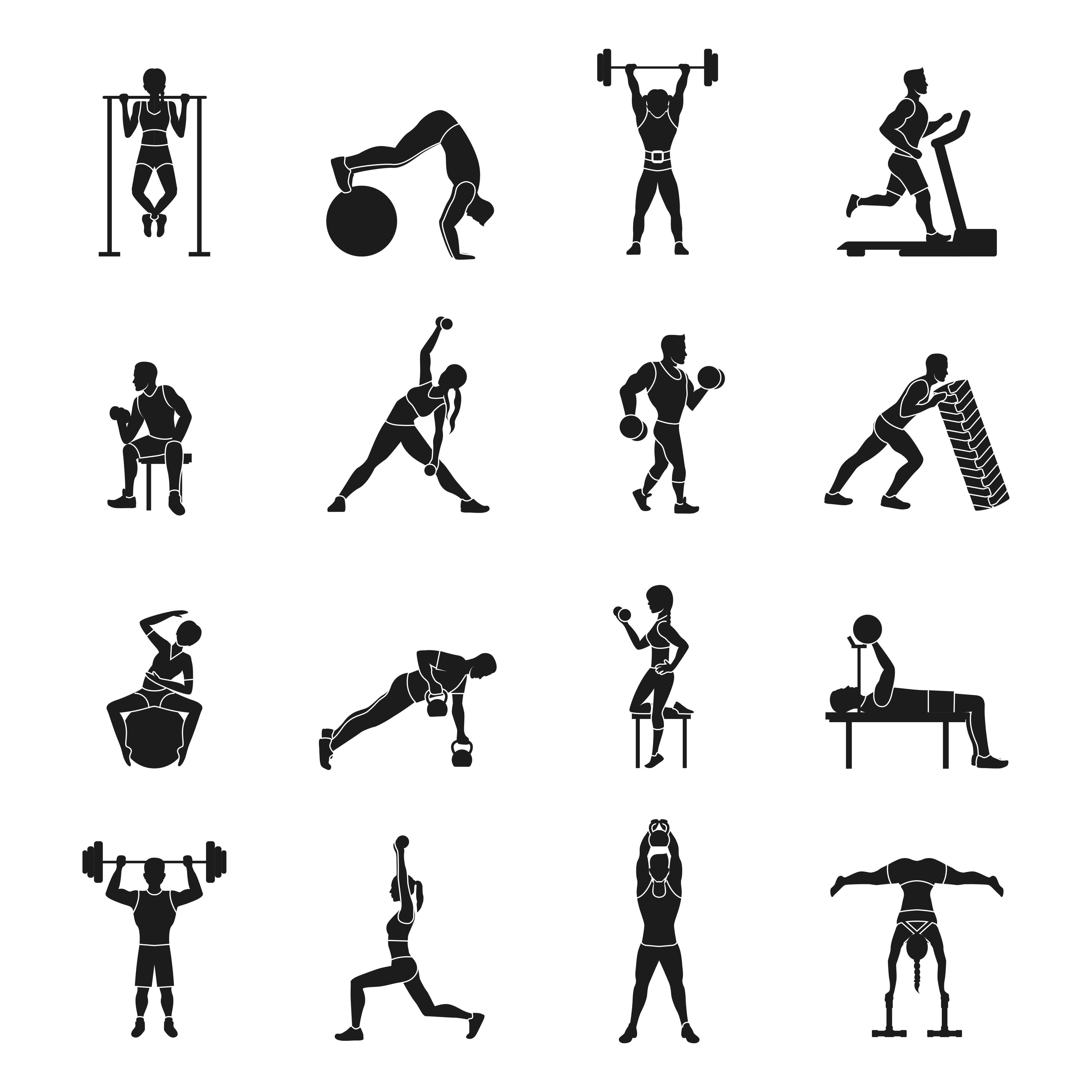 Workout Black And White Set 467967 Vector Art at Vecteezy