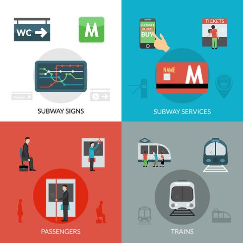 Subway Icons Set vector
