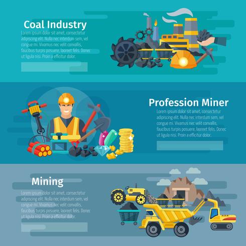 Mining Horizontal Banner Set vector