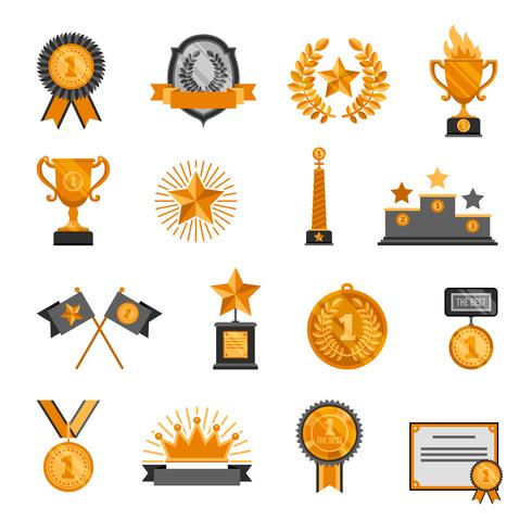 Conjunto de iconos de trofeos y premios vector